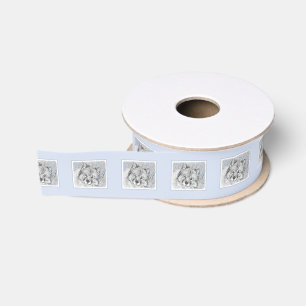 Keeshond Beth Painting - Cute Original Dog Art Grosgrain Ribbon