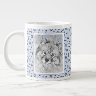Keeshond Beth Painting - Cute Original Dog Art Large Coffee Mug