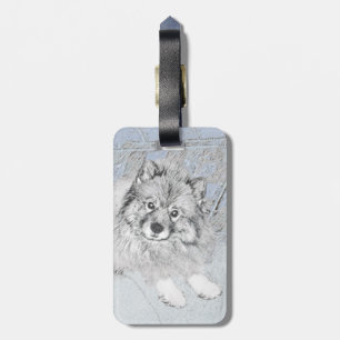 Keeshond Beth Painting - Cute Original Dog Art Luggage Tag