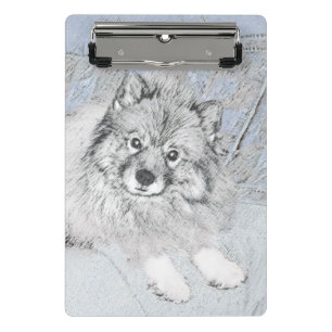 Keeshond Beth Painting - Cute Original Dog Art Mini Clipboard