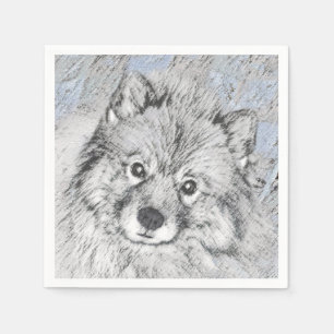 Keeshond Beth Painting - Cute Original Dog Art Napkin