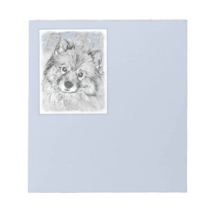 Keeshond Beth Painting - Cute Original Dog Art Notepad