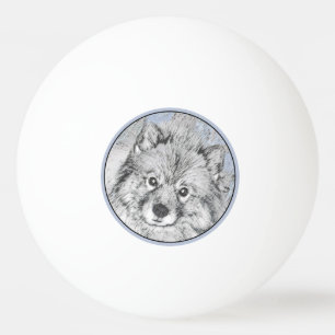Keeshond Beth Painting - Cute Original Dog Art Ping Pong Ball