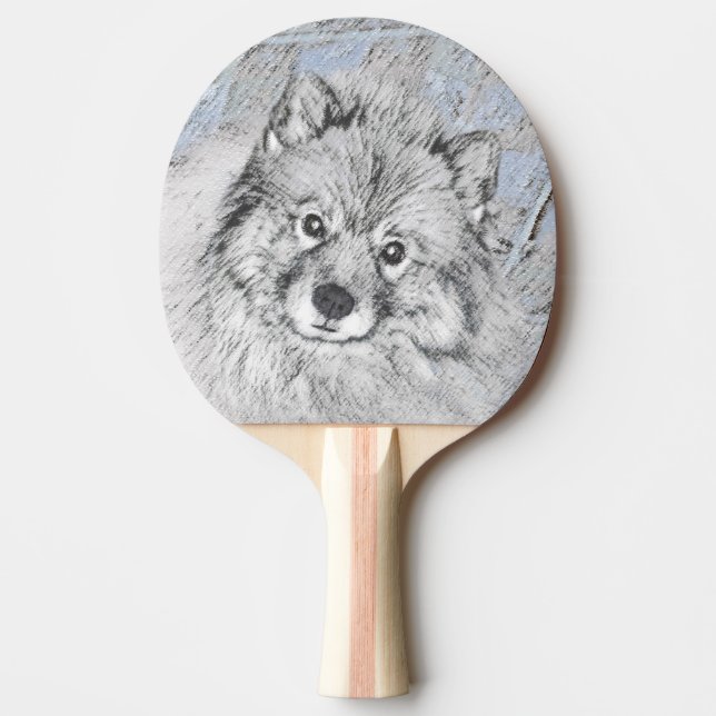 Keeshond Beth Painting - Cute Original Dog Art Ping Pong Paddle (Front)
