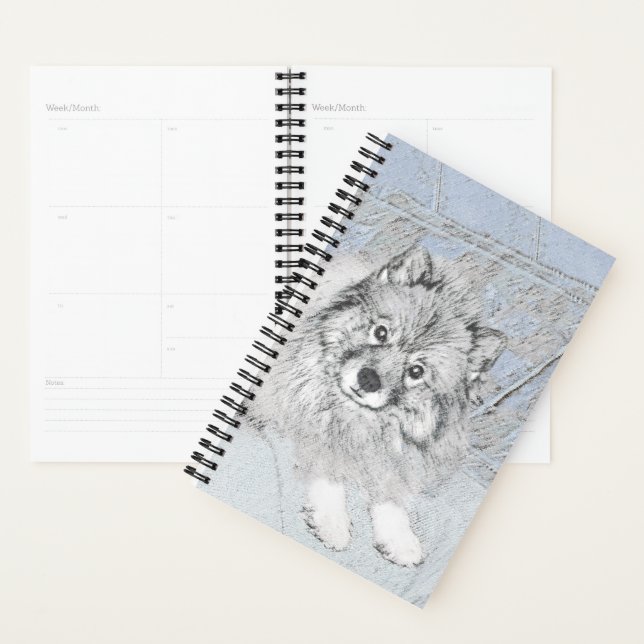 Keeshond Beth Painting - Cute Original Dog Art Planner (Display)