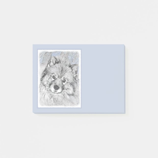 Keeshond Beth Painting - Cute Original Dog Art Post-it Notes (Front)