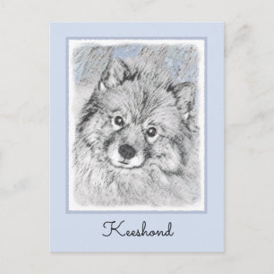 Keeshond Beth Painting - Cute Original Dog Art Postcard