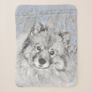 Keeshond Beth Painting - Cute Original Dog Art Sherpa Blanket