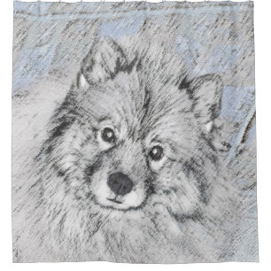 Keeshond Beth Painting - Cute Original Dog Art Shower Curtain