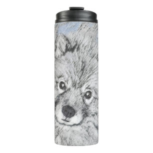 Keeshond Beth Painting - Cute Original Dog Art Thermal Tumbler