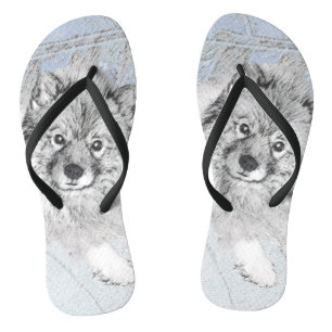 Keeshond Beth Painting - Cute Original Dog Art Thongs