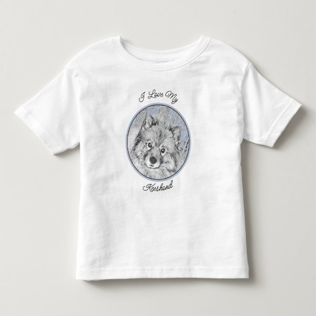 Keeshond Beth Painting - Cute Original Dog Art Toddler T-Shirt (Front)