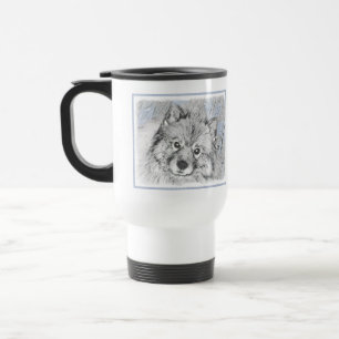 Keeshond Beth Painting - Cute Original Dog Art Travel Mug