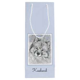 Keeshond Beth Painting - Cute Original Dog Art Wine Gift Bag
