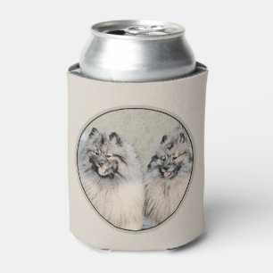 Keeshond Brothers Painting - Original Dog Art Can Cooler