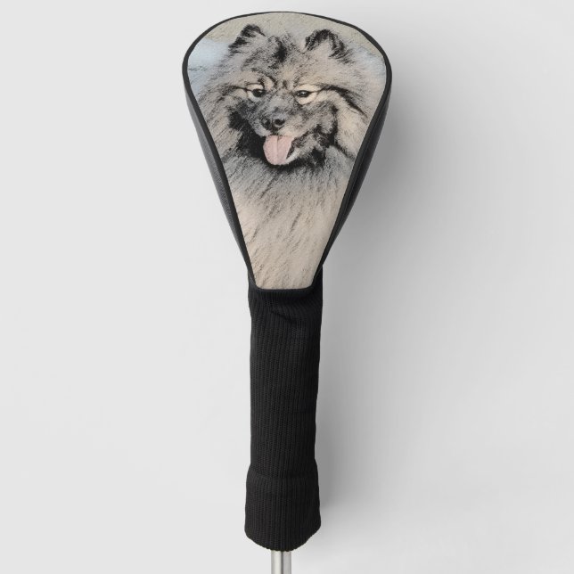 Keeshond Brothers Painting - Original Dog Art Golf Head Cover (Front)