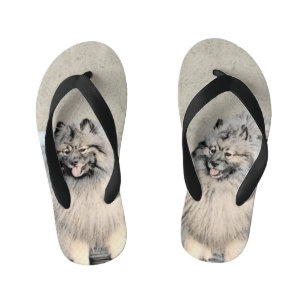 Keeshond Brothers Painting - Original Dog Art Kid's Thongs