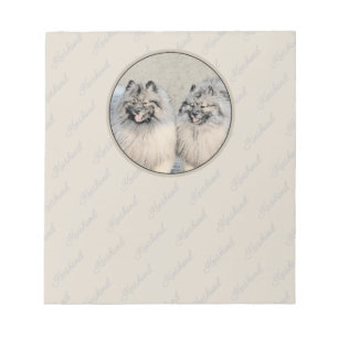 Keeshond Brothers Painting - Original Dog Art Notepad