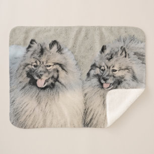 Keeshond Brothers Painting - Original Dog Art Sherpa Blanket
