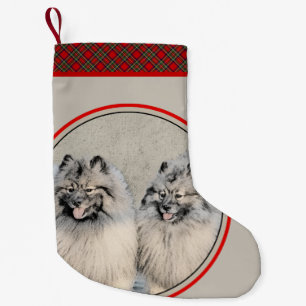 Keeshond Brothers Painting - Original Dog Art Small Christmas Stocking