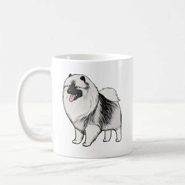 Keeshond Cartoon Dog | Cute Keesie Lover's Coffee Mug (Left)