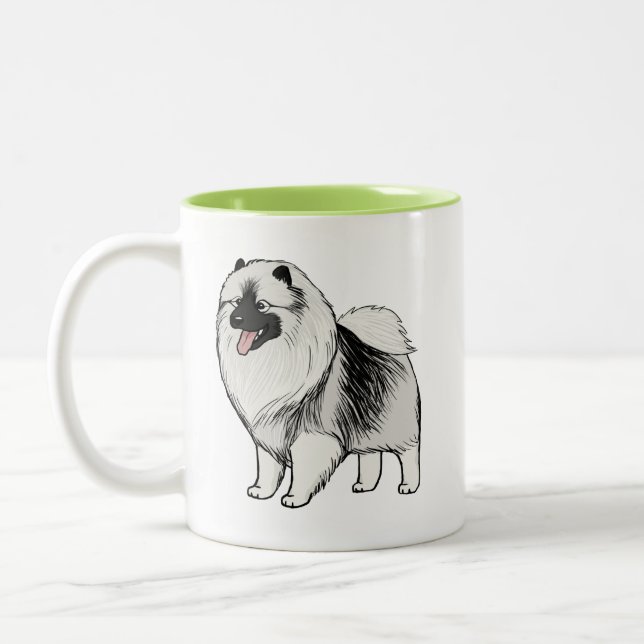 Keeshond Cartoon Dog | Cute Keesie Two-Tone Coffee Mug (Left)