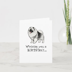 Keeshond Cartoon Dog Keesie Kees Happy Birthday Card