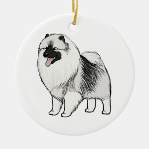 Keeshond Ceramic Tree Decoration