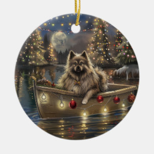 Keeshond Christmas Festive Voyage Ceramic Ornament