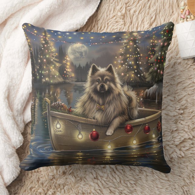 Keeshond Christmas Festive Voyage Cushion (Blanket)