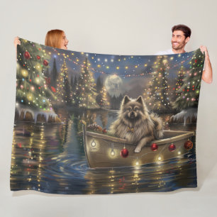 Keeshond Christmas Festive Voyage Fleece Blanket