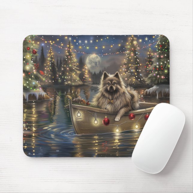 Keeshond Christmas Festive Voyage Mouse Pad (With Mouse)