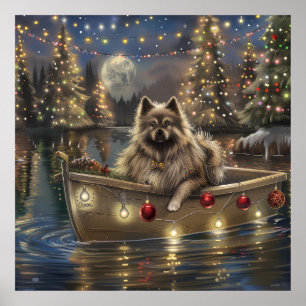 Keeshond Christmas Festive Voyage Poster