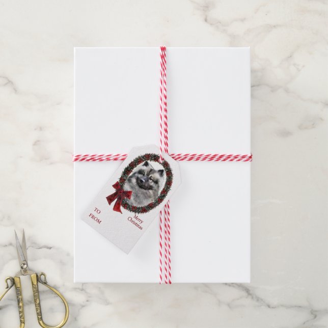 Keeshond Christmas Gift Tags (With Twine)