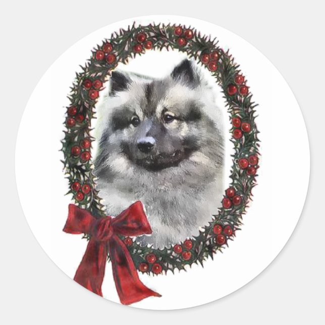 Keeshond Christmas Gifts Classic Round Sticker (Front)