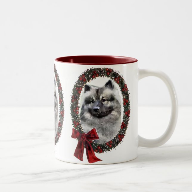 Keeshond Christmas Gifts Two-Tone Coffee Mug (Right)