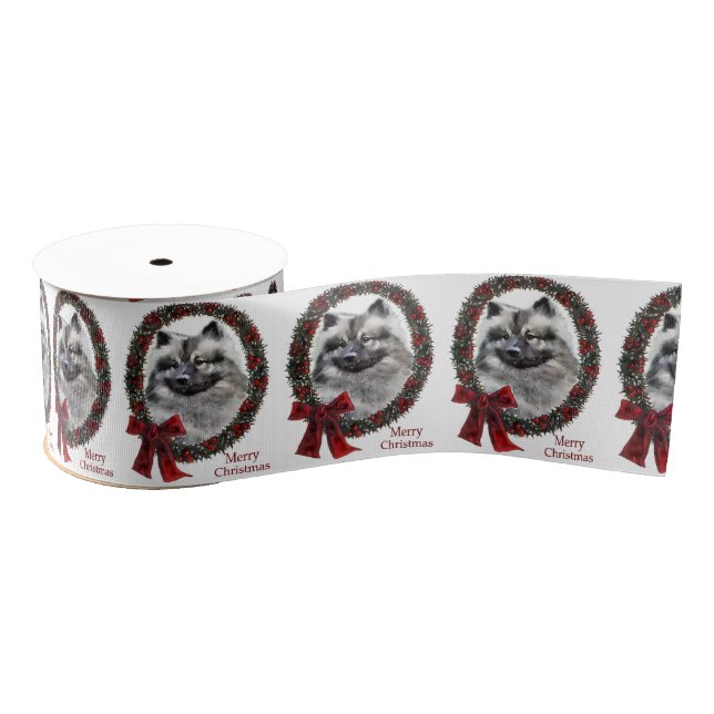 Keeshond Christmas Grosgrain Ribbon (Spool)