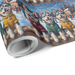 Keeshond Christmas Ice Skating Rink Holiday Wrapping Paper