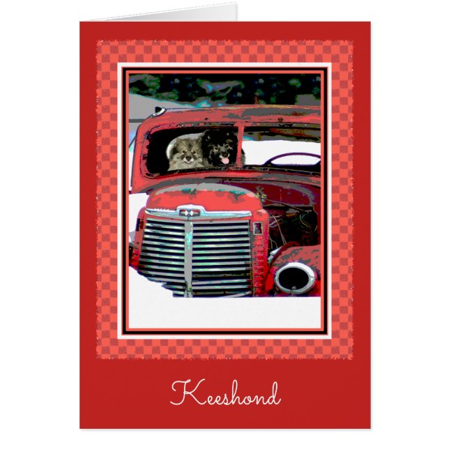 Keeshond Christmas Old Truck Painting Dog Art (Front)