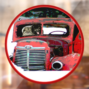 Keeshond Christmas Old Truck Painting Dog Art