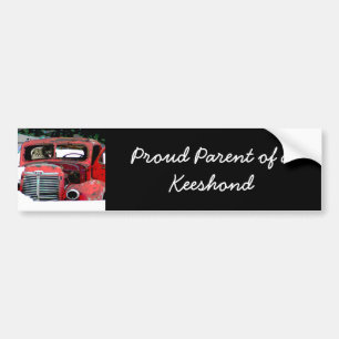Keeshond Christmas Old Truck Painting Dog Art Bumper Sticker