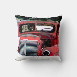 Keeshond Christmas Old Truck Painting Dog Art Cushion