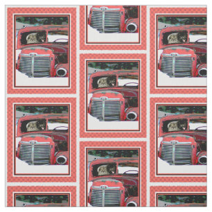 Keeshond Christmas Old Truck Painting Dog Art Fabric