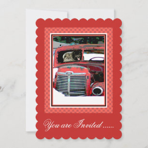Keeshond Christmas Old Truck Painting Dog Art Invitation