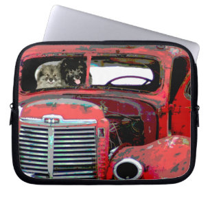 Keeshond Christmas Old Truck Painting Dog Art Laptop Sleeve