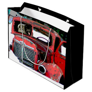 Keeshond Christmas Old Truck Painting Dog Art Large Gift Bag