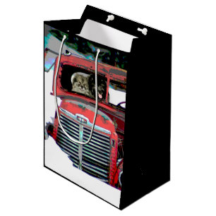 Keeshond Christmas Old Truck Painting Dog Art Medium Gift Bag