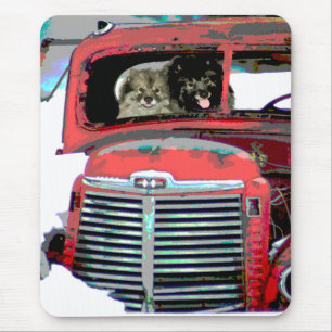 Keeshond Christmas Old Truck Painting Dog Art Mouse Pad