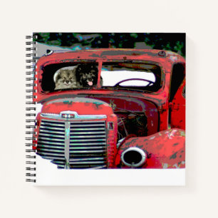 Keeshond Christmas Old Truck Painting Dog Art Notebook