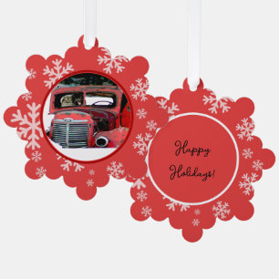 Keeshond Christmas Old Truck Painting Dog Art Tree Decoration Card